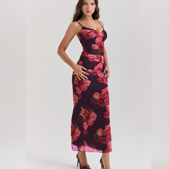 House of CB Floral Maxi Dress - Red and Black - Picture 4 of 7